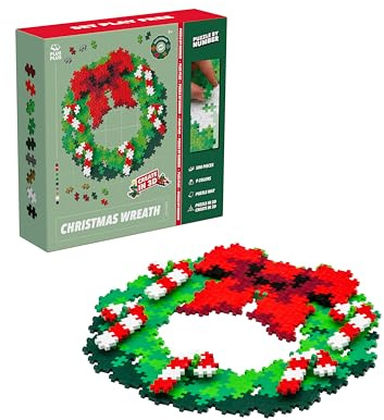 PLUS PLUS - 500 Briques de Construction - Puzzle par Numéro Couronne de Noël - Jeu Éducatif Enfant dès 5 Ans et Adulte - Décoration Noël - PP3957
