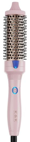 K&K Stylingbürsten 38MM K&K Thermobürste Keratin Thermal Brush Protect Beheiztes Fass Heiße Haarbürste Ionisch Glatt Scheinen Volumen Kamm, Haarglätter Lockenwickler Styling Tool (Hellrosa, 38 mm)