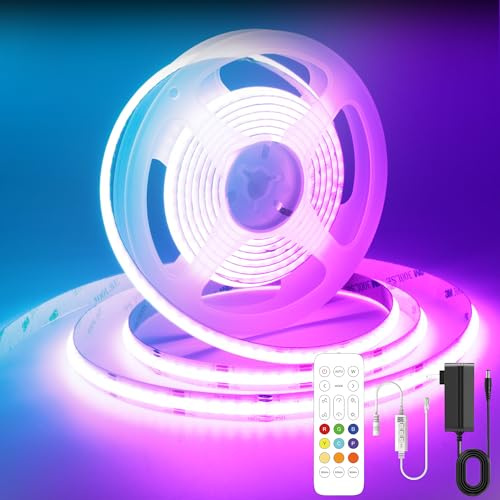 AXMOTUT Bluetooth RGB COB LED Streifen Licht 3M,630LED/M Mehrfarbig Dimmbares LED Strip Light 24V,mit Bluetooth Smart APP Controller,für TV, Schlafzimmer, Heimdekoration, Party