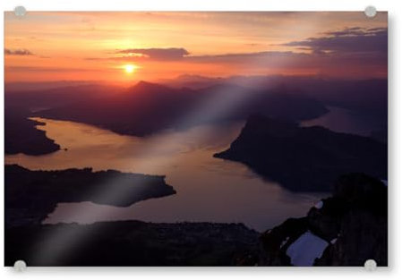 artboxONE Acrylglasbild 30x20 cm Natur Sonnenaufgang von Pilatus Bild hinter Acrylglas - Bild Alpin Alpin Berg
