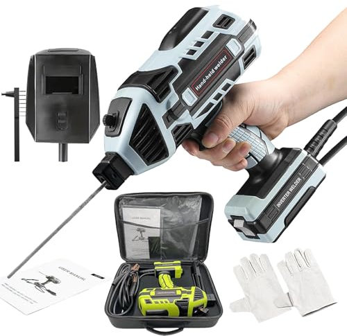 Welding Machine Handheld 110V/220V 120Amp Portable ARC Welder, Hand Held Welder Machine with Digital Display IGBT Inverter 6 Variable Current Adjustment for 2.5mm Welding Rods,Gray 220V