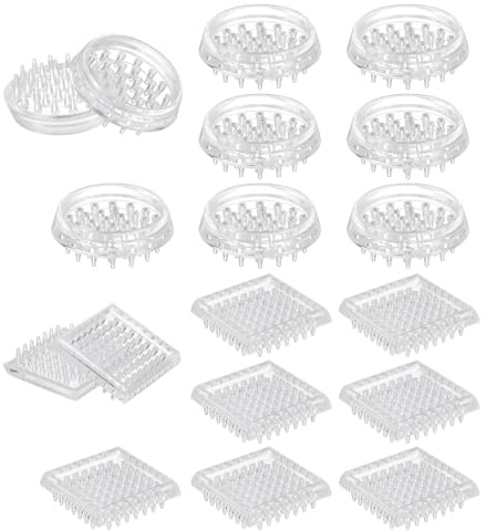 sourcing map 18 Pcs Carpet Protectors Spiked Caster Cups 1.89 Round and Square Spiked Furniture Cup Furniture Carpet Protectors for Furniture Legs Table Chair Sofa