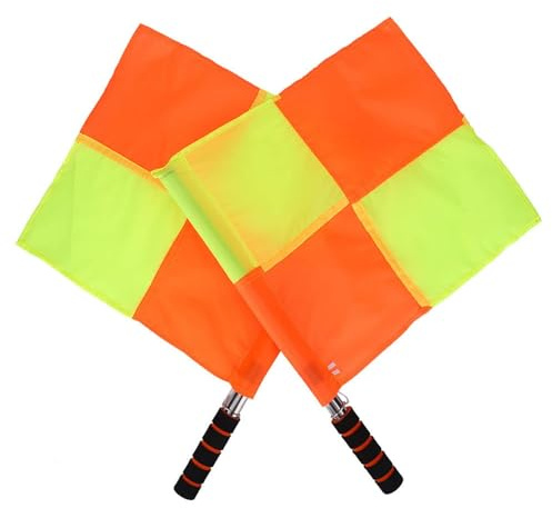 2PCS Schiedsrichter-Linienrichter-Flaggen mit Aufbewahrungstasche für Sportspiele, Fußball, Fußball, Hockey-Training