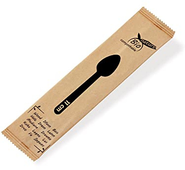 VEPATIM 100 Einweg Holz Kaffeelöffel aus Holz einzeln hygienisch verpackt 11cm