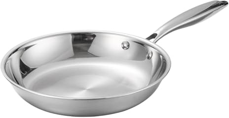 Zqkimzi Padella in Acciaio Inossidabile, Adatta al Forno, Profonda, 22 cm