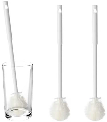 LERANXIN Scovolino per Borraccia 2 Pezzi Bianco Scovolino per Bottiglie Manico Lungo Pulizia Borraccia Multifunzionale con Testina Pieghevole Foro per Appendere Tazze, Teiere Bicchieri Vino