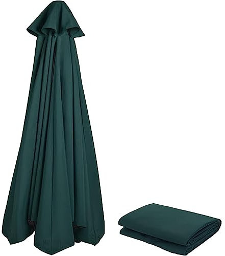 Housse de rechange pour parasol de terrasse, 6 baleines/8 baleines, vert foncé, protection UV, coupe-vent, housse de parasol de plage, jardin, 3 m