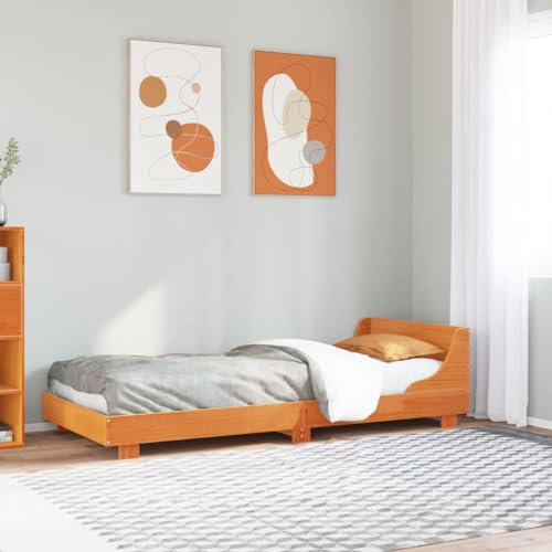 Juroupi Massivholzbett ohne Matratze Wachsbraun 75x190 cm Holz Bett Massivholzbett Bed Frame Bettgestell Bett Holz Kiefernholz - 850754