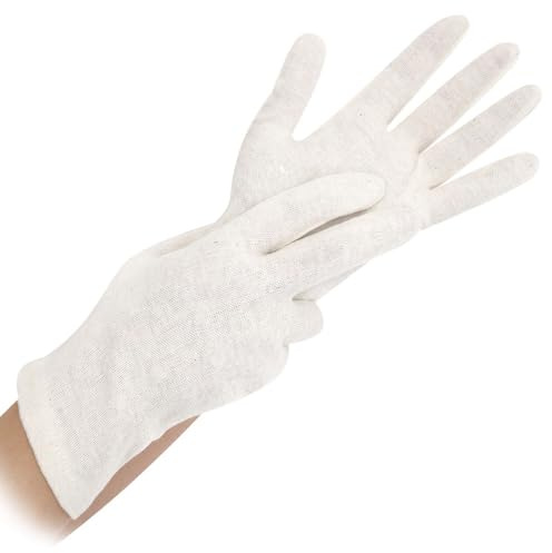 300 Stück Hygostar Baumwollhandschuhe Nature Solid, Karton, natur, 8/M, L: 26cm, Baumwollhandschuhe, Weiche Textilhandschuh