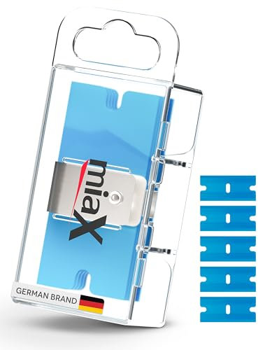 miaX Cuchillas de Repuesto de Plástico para Rasqueta Multiuso, con práctico dispensador – limpieza segura para superficies delicadas – compatibles con el rascador miaX para silicona y vidrio