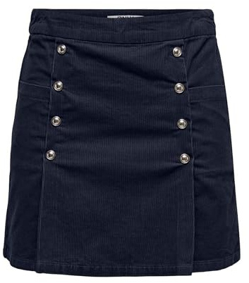 ONLY Onlnessa Hw But Pleat Jupe en Velours côtelé PNT, Bleu Nuit, S