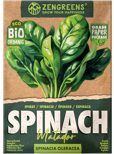 ZenGreens® Semi di spinacio biologico - Semi di verdure per la coltivazione in giardino, sul balcone o in un'aiuola rialzata - Sementi di ortaggi - Matador
