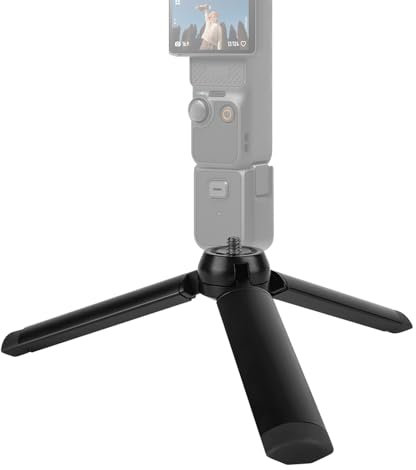 Geekria Mini trépied en métal pour caméra d'action, support de table de bureau compact, portable, de voyage, compatible avec caméra DJI Osmo Pocket 3, Action 5 Pro (petit/noir)