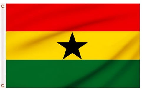 Ghana Flags 5ft x 3ft, Large Ghana National Flag with Brass Eyelets for Independence Day School Culture Party Festival Indoor Outdoor Decorations
