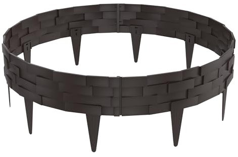SUBTLETY Steinziegel Optik Rasenkante Kunststoff 10 Stück PP Palisaden mit Befestigungsnägel Wetterfest Rasenkantensteine 10m Modulare Gartenumrandung für Garten, Mähkante & Zäune (Braun)
