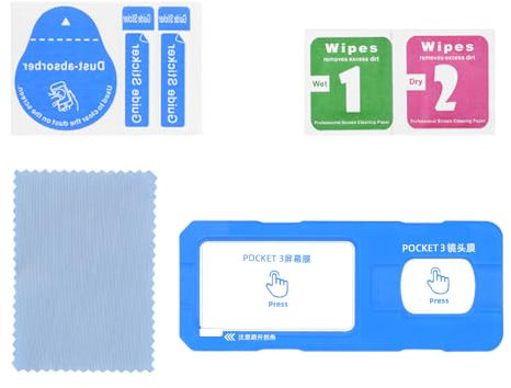 Screen Protector for for DJI Osmo Pocket 3, Tempered Glass Film Kit with Lens Protector, Anti-Scratch, Anti-Fingerprint, Includes Installation Tool and Cleaning Accessories