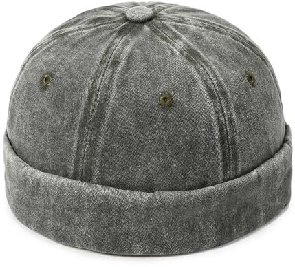 AMEEDA Cappello Uomo Cappello da Marinaio Vintage da Uomo Senza Visiera con Polsino Arrotolato, Cappello retrò da Studente, Ragazzo O Ragazza, Cappello Senza Visiera, Berretto con Foro(Dark Grey)