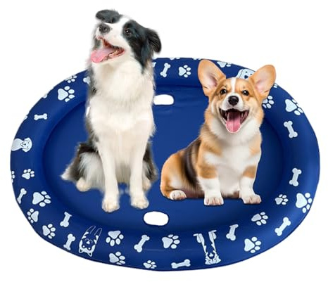 Lunaobrik Hundebadewanne, Schwimmkörper für Hunde, für Pool, aufblasbares Floß, faltbar, rutschfest, Kratzfest, für Welpentraining, Wasserspiele und