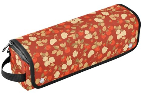 Beauty Raspberries Red Hair Tool Travel Bag with Heat Resistant Mat Double-Layer Travel Carrying Case for Curling Iron Straightener Flat Hair Dryer Women Essentials Storage