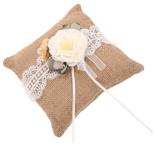Cabilock Vintage Ringkissen aus Jute mit Spitze Rustikales Hochzeitsaccessoire für Verlobungen und Zeremonien Handgefertigt Charmant und Strapazierfähig für Ringe