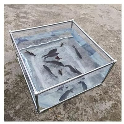 Piscine Fuori Terra, Acquario, Piscina, Laghetto con Pannello di Visualizzazione Trasparente E Valvola di Scarico, Tela in PVC con Telaio in Acciaio(200X100X60CM)