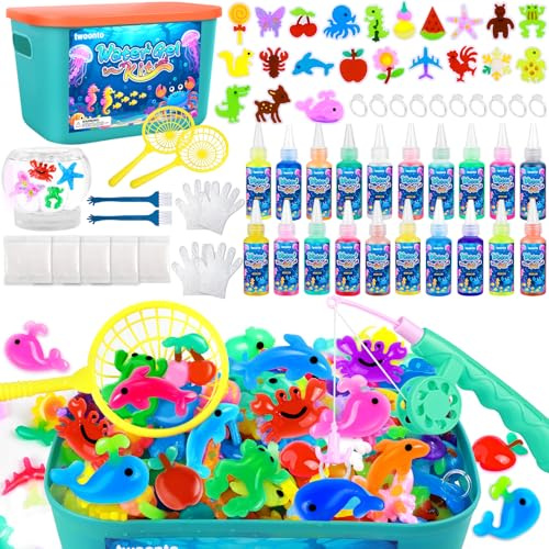 twoonto Magic Water Elf Kit, Aqua Fairy Water Gel Toy 20 Magic Gels & 22 Molds Squishy Making Kit DIY Art & Crafts for Kids Ages 3+ Birthday Gifts Party Favors