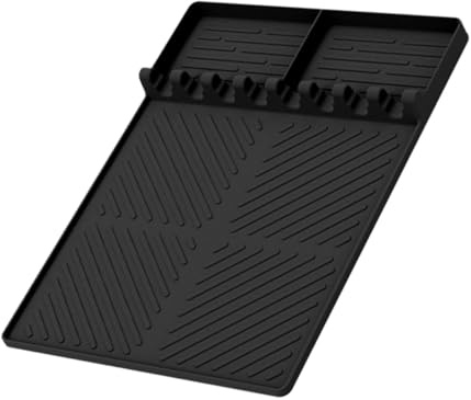 HIAKDOFT Tapis de Cuisson Silicone Chaleur pour Barbecue Tapis Réutilisable de Protection de Plaque de Cuisson Accessoire Pratique et Sûr pour Grillades Noir