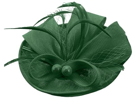 Vintage Fascinators Hut 20er 50er Blumen Federkleid Kopfschmuck Fascinator Hüte 1920er Jahre Teeparty Cocktail Schleier Stirnband Schleier Damen Mädchen Halloween Elegant Hochzeit (Green, One Size)