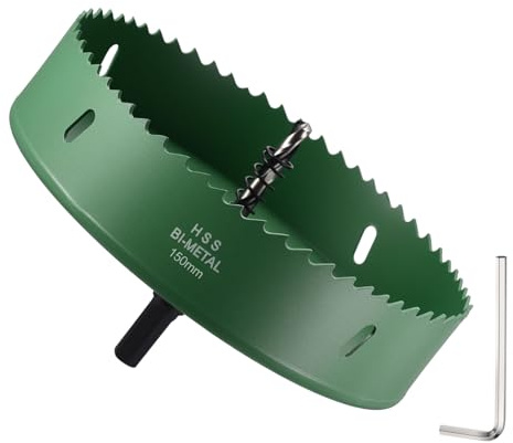 DTGN 5-7/8 Bi-Metal Hole Saw 150mm M42 HSS Hole Cutter for Metal Green | Cutting Tool Good for Thick Stainless Steel/Alloy/Aluminium/Brass/Copper