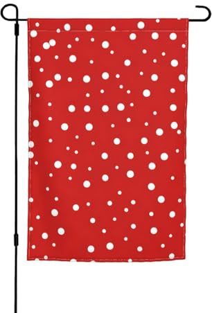 Drapeaux de jardin résistants à la décoloration à pois rouges et blancs pour toutes les saisons, décoration de cour extérieure pour porches