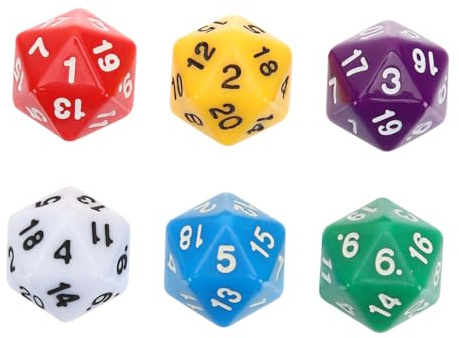 VANZACK Set 12 Dadi Poliedrici a 20 Facce in Acrilico Colorati Per Giochi Da Tavolo e Ruolo, Numeri Grandi Leggibili, Giocattolo Educativo Per Classe e Ragazzo Ragazza, Resistente Per Uso Prolungato