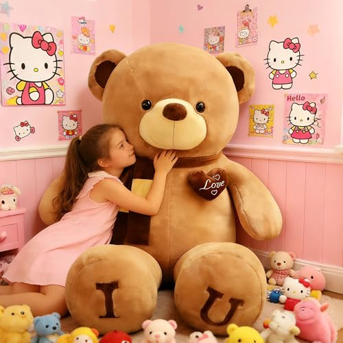 HOUOOFVA 140cm Teddy Groß Teddybär, XXL Kuscheltier Geschenk, Plüschbär Riesenteddy Kinder/Freundin/Ehefrau/Mutter