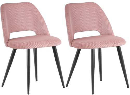 WAFTING Esszimmerstühle aus Cordstoff mit Dickem Schwamm,2er Set,Rosa | Mit dickem Schwamm gepolstert, separaten Metallfüßen, Moderner Polsterstuhl für Esszimmer, Wohnzimmer, Schlafzimmer,Empfang