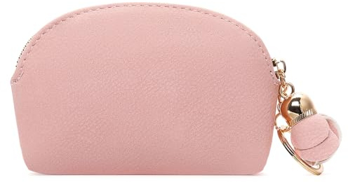 SENDEFN Small Coin Purse Vegan Leather Mini Coin Pouch for Women Change Wallet Flower Zipper Pocket with Keyring