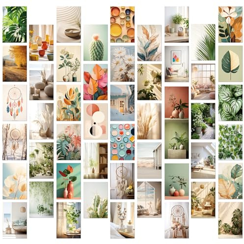 PORUPAEL 50 Stück Vintage Botanische Postkarten Set Blumen Poster Karten Wanddekoration Schlafzimmer Karten Dekoration Aesthetic Mini Poster (J)