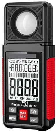 Misuratore Di Luce HT603 Illuminamento Digitale Da 200000 Lux Con Umidità E Temperatura Ambientale Luxmetro Misurazione Ad Alta Precisione