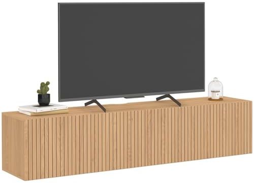 IDMarket - Mueble para TV (140 cm, colgante Juliette, 2 puertas, listones de madera, color roble