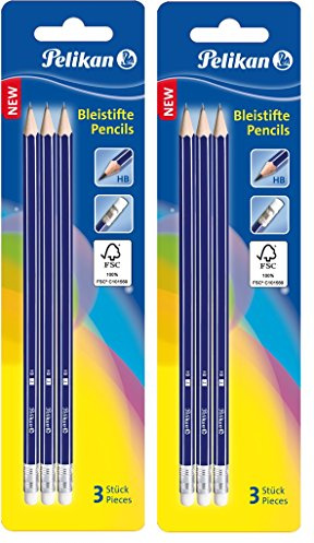 Pelikan Bleistift (2, Härtegrad HB mit Radierer)