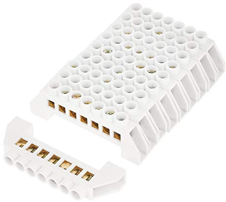 Connettore a morsetto neutro per cablaggio elettrico in ottone a 7 fori con morsetto a vite (10 pezzi)