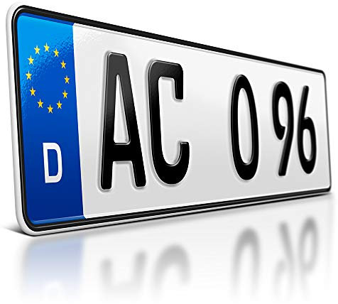 schildEVO 1 Kfz Kennzeichen | 440 x 110 mm | DIN-Zertifiziert – individuelles EU Wunschkennzeichen | PKW Nummernschild | kurzes Autokennzeichen | Auto-Schild | Fahrradträger & Anhänger | DHL-Versand