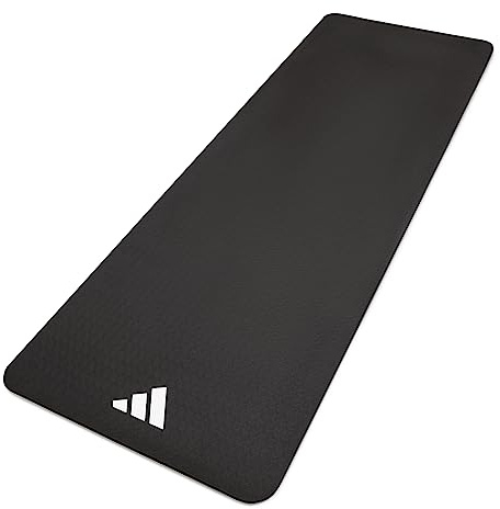 adidas Yogamatte - Rutschfeste Yogamatte, Pilatesmatte für Yoga und Pilates in 8mm Dicke - Schwarz