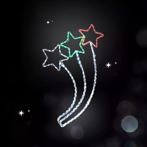 Garden Mile Large Shooting Star Outdoor Christmas Decorations - 100cm Multi-Coloured LED Light Silhouette - Christmas Window Decorations For Window Lights, Garden Decoration, Rope Light & Home Decor