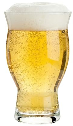Restaurantware-16 Ounce Craft Beer Glasses, Set of 12 Flared Stout Beer Glasses - Narrow Base, Dishwasher-Safe, Clear Glass, Lead-Free, For Beers, Ales, or Cocktails