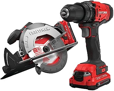 CRAFTSMAN V20 Cordless Power Tool Combo Kit, with Drill/Driver, Circular Saw, 2 Batteries and Charger (CMCK202C2)