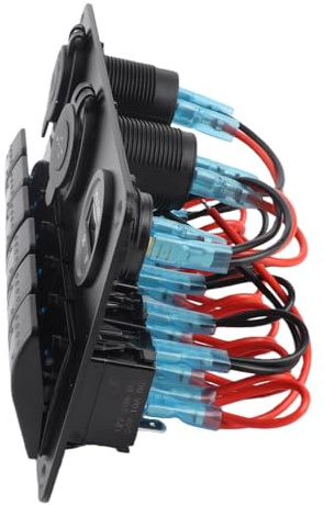 Schalter Panel Rocker Schalttafel Wippschalter Panel Schalter Panel 12V 24V 6 Gang Auto Boot LED Wippschalter Panel Dual USB Voltmeter Zigarettenanzünder Blau