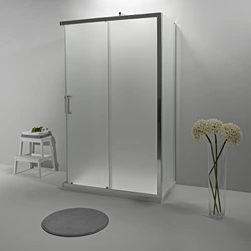 Box Doccia 3 Lati - Cabina Doccia con Porta Scorrevole, Cristallo Temperato 6mm, Anticalcare con Profilo Cromato, Chiusura Magnetica e Altezza 190 (80x120x80, Opaco)
