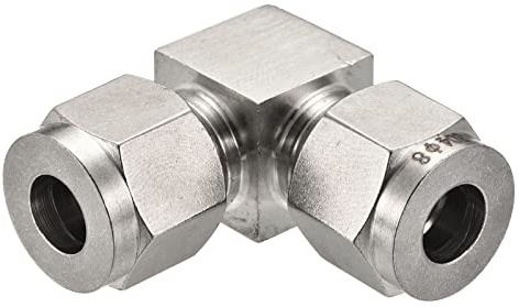sourcing map Raccordo tubo di compressione 8mm a 8mm OD tubo 304 in acciaio inox unione gomito 90 gradi doppia ghiera connettore accoppiamento