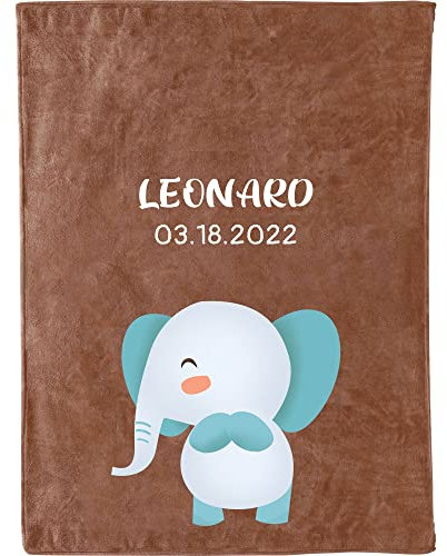 S&H&OU Babydecke mit Name und Geburtsdatum Drucken Namensdecken Informationen von Neugeborenen Namensdecken mit tierischem Fuzzy & Fleece-Plüschgeschenk für neugeborenes Baby