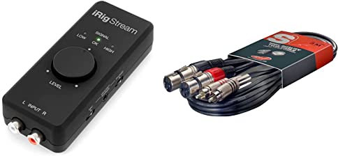 IK Multimedia iRig Stream | Streaming audio interface for iPhone, iPad and Mac/PC & Stagg 25018317 3 m S Series Twin RCA Male to Twin XLR Female Cable