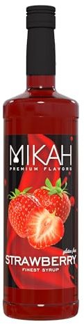 Mikah - Premium Flavors - Strawberry (Fragola) | Sciroppo Per Drink e Dessert | Uso Professionale | 1 Litro (1000ml)
